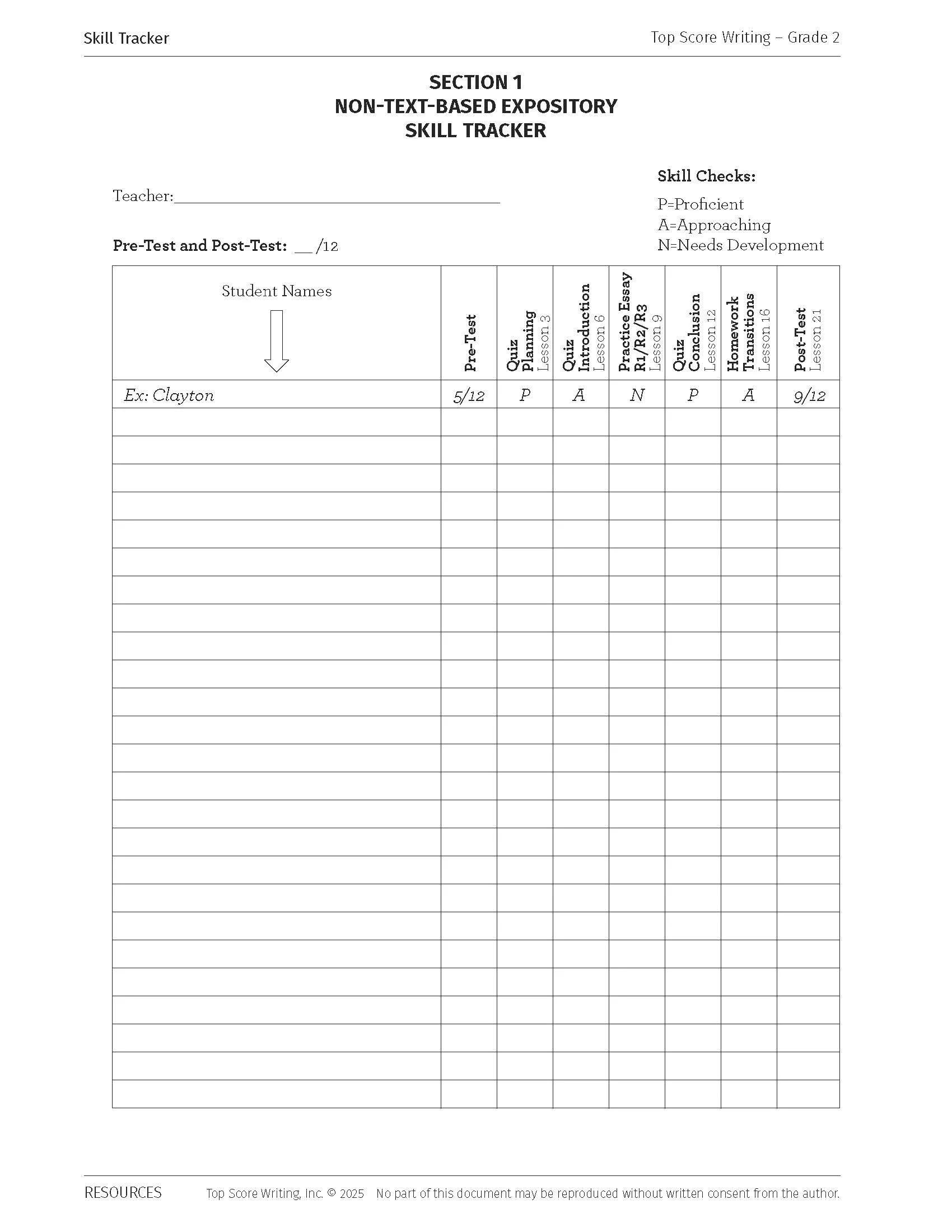 Grade 2 Progress Monitoring Tools