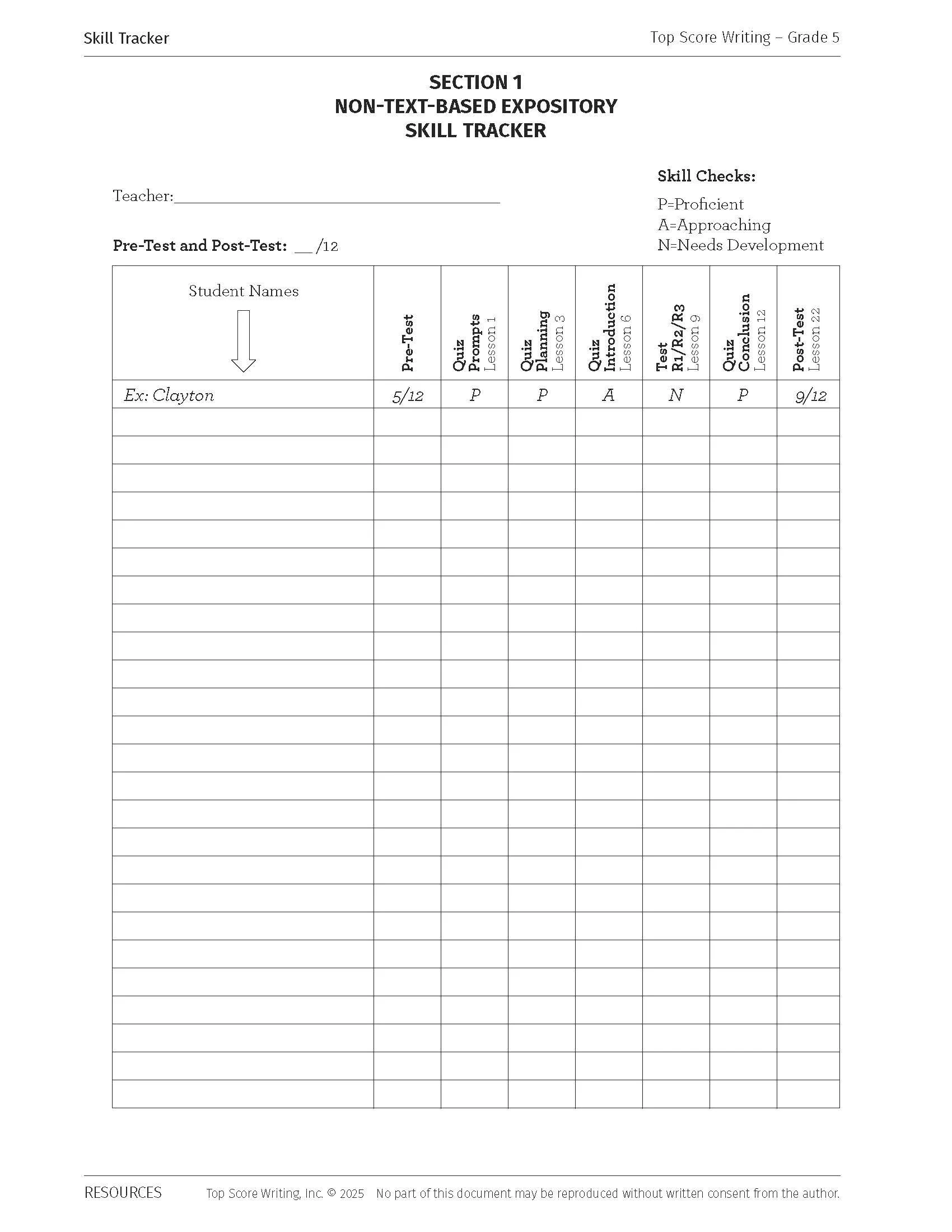 Grade 5 Progress Monitoring Tools