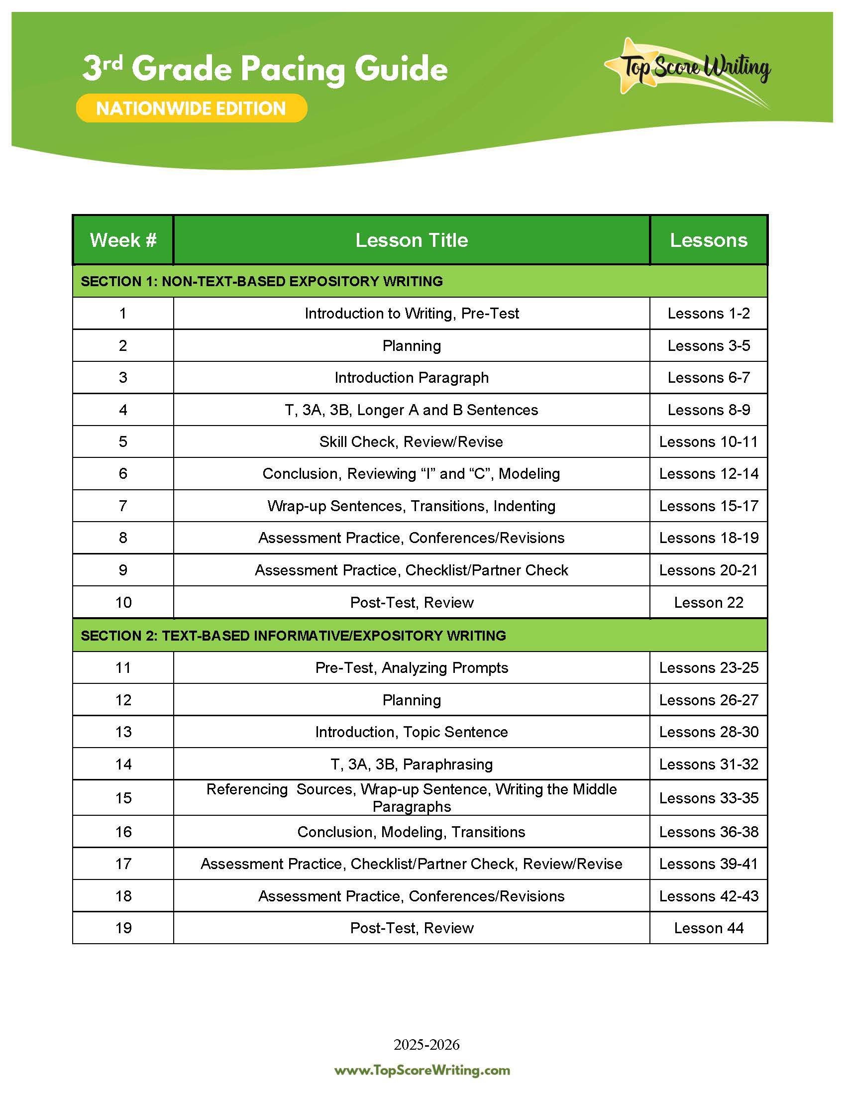 Grade 3  Pacing Guide